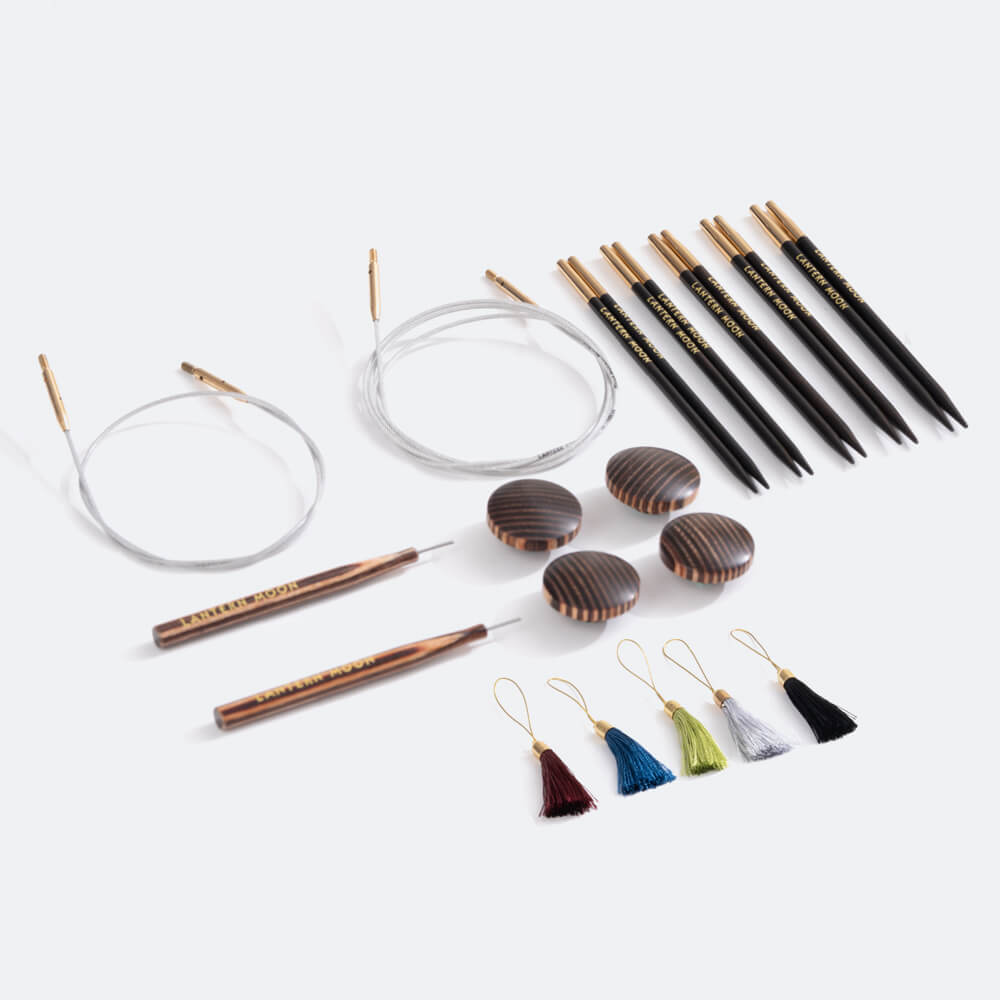  Lantern Moon Legacy 5-Inch 5-Pair Interchangeable Circular  Knitting Needle Set Handcrafted Ebony Sizes US 3, 5, 6, 7, 8, Silk Case, 2  Cords, 4 End Caps, 5 Markers Bundle with 1 Artsiga Crafts Bag